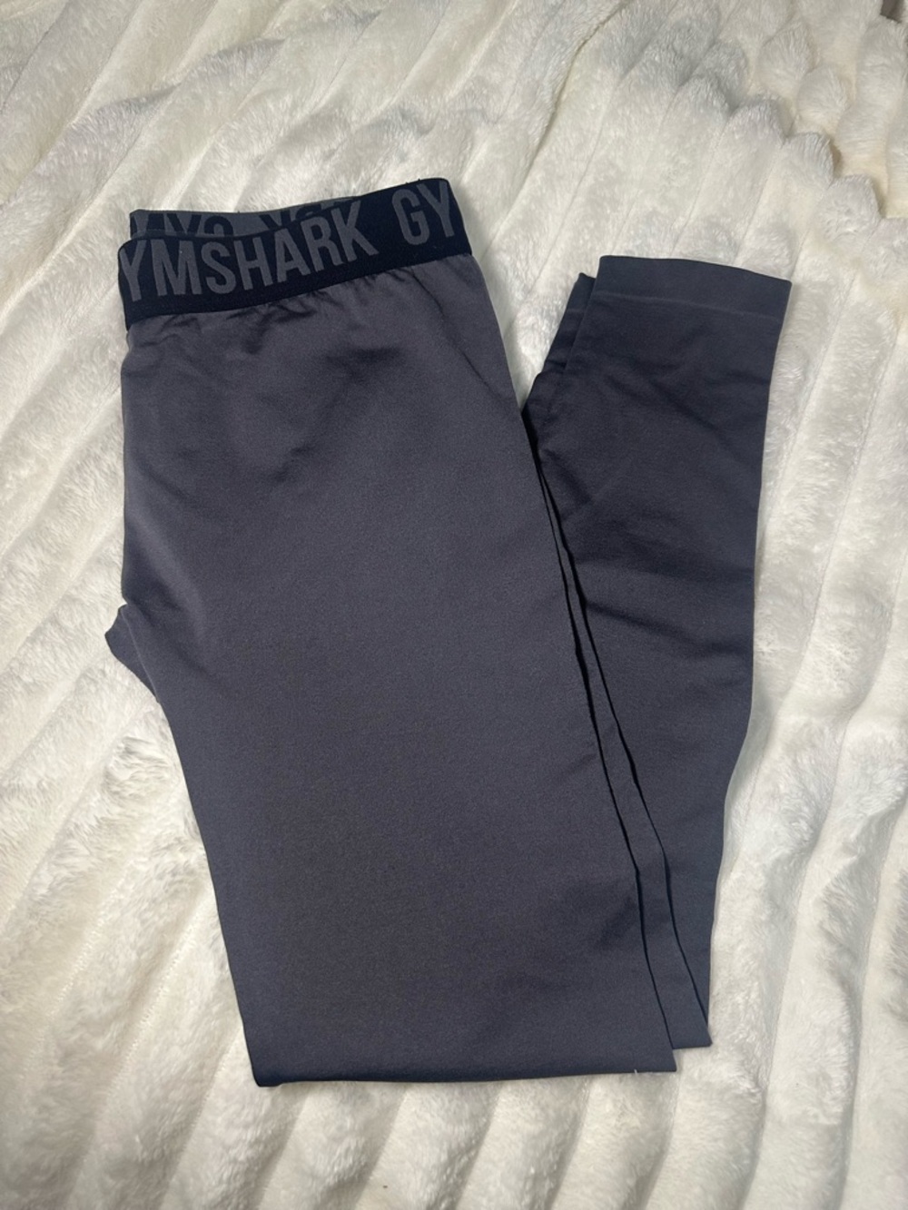 Gymshark Gray Leggings with Black Logo Waistband